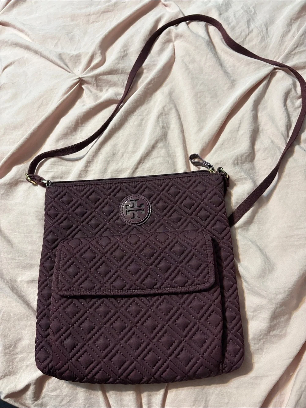 Tory Burch Quilted Crossbody in Plum